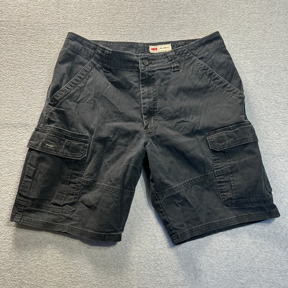 Wrangler Relaxed Fit  Cargo Shorts Mens Size 34 Black Utility Outdoor Casual